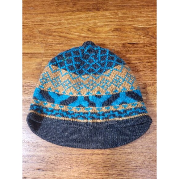 Pistil Olive Green Knit Wool Blend Hat with Brim Aztec Pom Pom - One Size - Picture 2 of 3